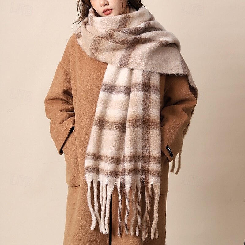 Per donna Sciarpa rettangolare Sciarpe da donna Streetwear Quotidiano Data Nero Arancione Sciarpa Plaid del 2025 a $22.99 –P14
