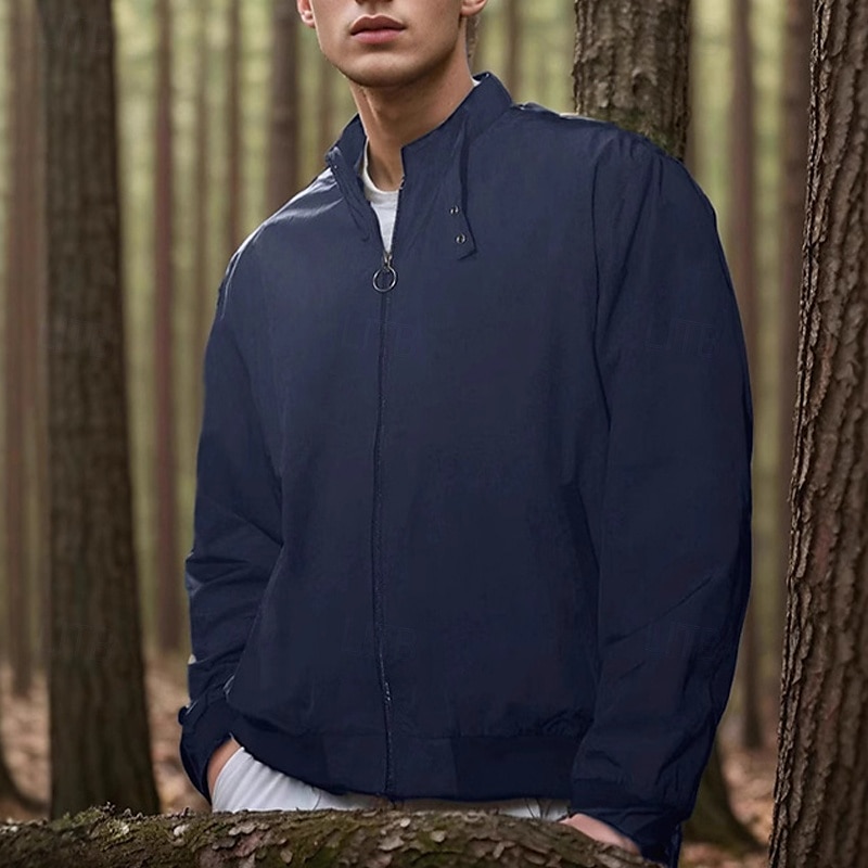 Homens jaqueta leve Jaqueta Carga Jaqueta casual Férias Diário Bolsos Primavera Outono Bloco de cor Moda Clássico Colarinho Chinês Padrão Preto Azul Marinha cáqui Casaco de 2025 por $39.99 –P7