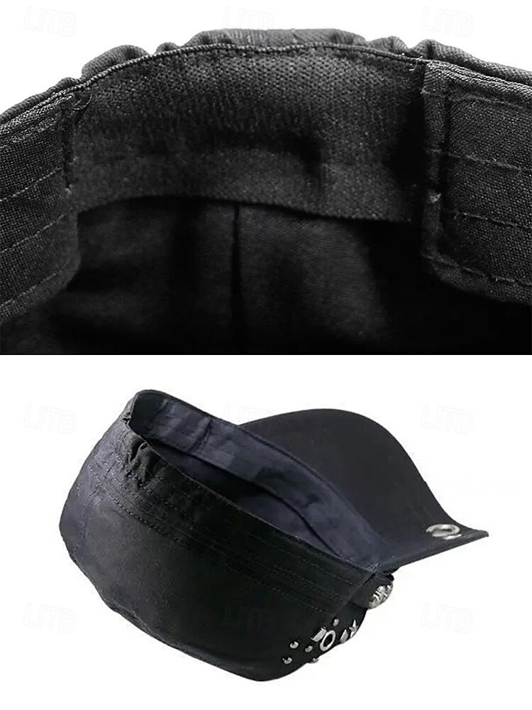 Militärkeps i bomull med dödskalle – justerbar halloweenhatt i punkrockstil för cosplay, fester och avslappnad streetwear 2025 - $18.99 –P6