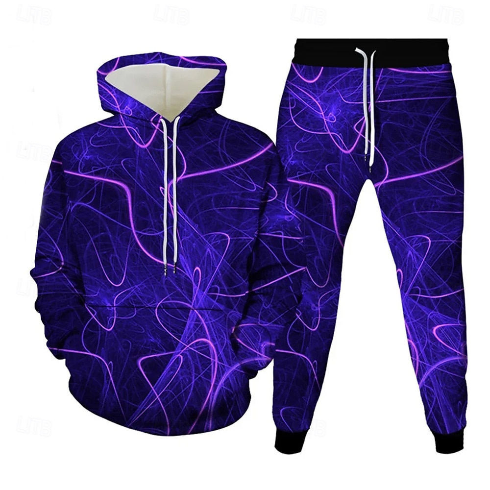 Per uomo Linea 2 pezzi Set di felpe 3D Tuta Felpa con Cappuccio Manica Lunga Pantaloni lunghi Con Cappuccio Casual Quotidiano Athleisure Stampa 3D Con cappuccio Primavera Autunno Inverno Viola del 2025 a $39.99 –P1