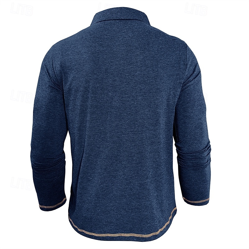 Herren Golfshirt Golf Poloshirts Arbeit Lässig Revers Langarm Basic Modern Farbblock Patchwork Knöpfe Frühling Herbst Normale Passform Aprikose Marineblau Blau Grün Hellgrau Dunkelgray Golfshirt 2025 - $25.99 –P11