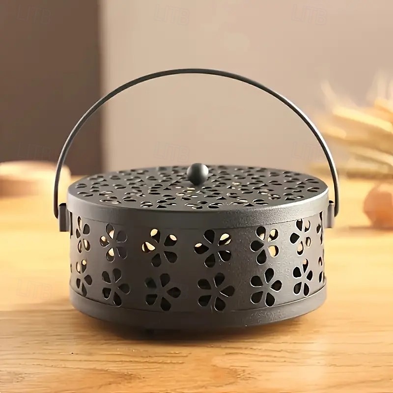 Металлический держатель для спирали от комаров в винтажном стиле с ручкой – портативная железная курильница для декора дома и на улице 2026 - $9.99 –P9