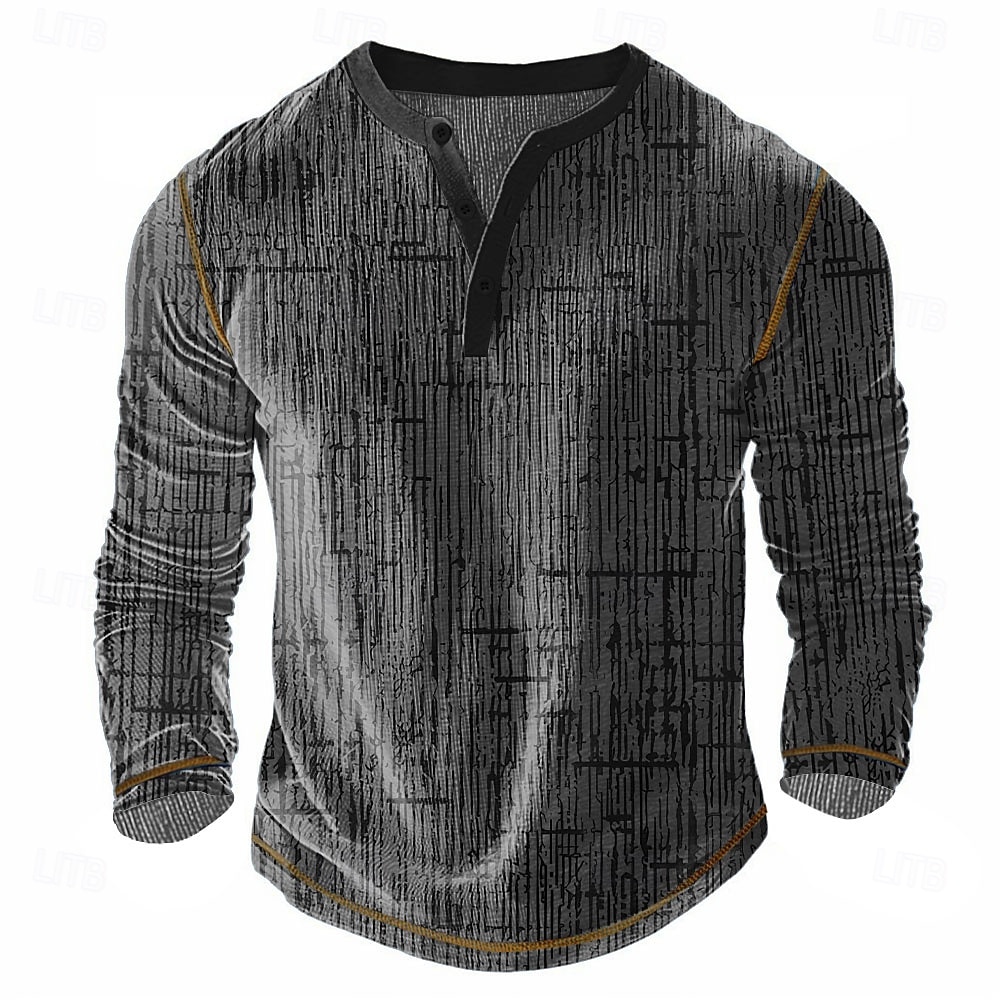 Herr Geometrisk Abstrakt Henleytröja Våffel T-shirt Långärmad Vintage Dagligen Retro / vintage Utomhussport Ledigt Helgdag Vår & sommar Alla årstider Grå Blå Grön Vinröd Henley Henley T-shirt 2025 - $22.99 –P5