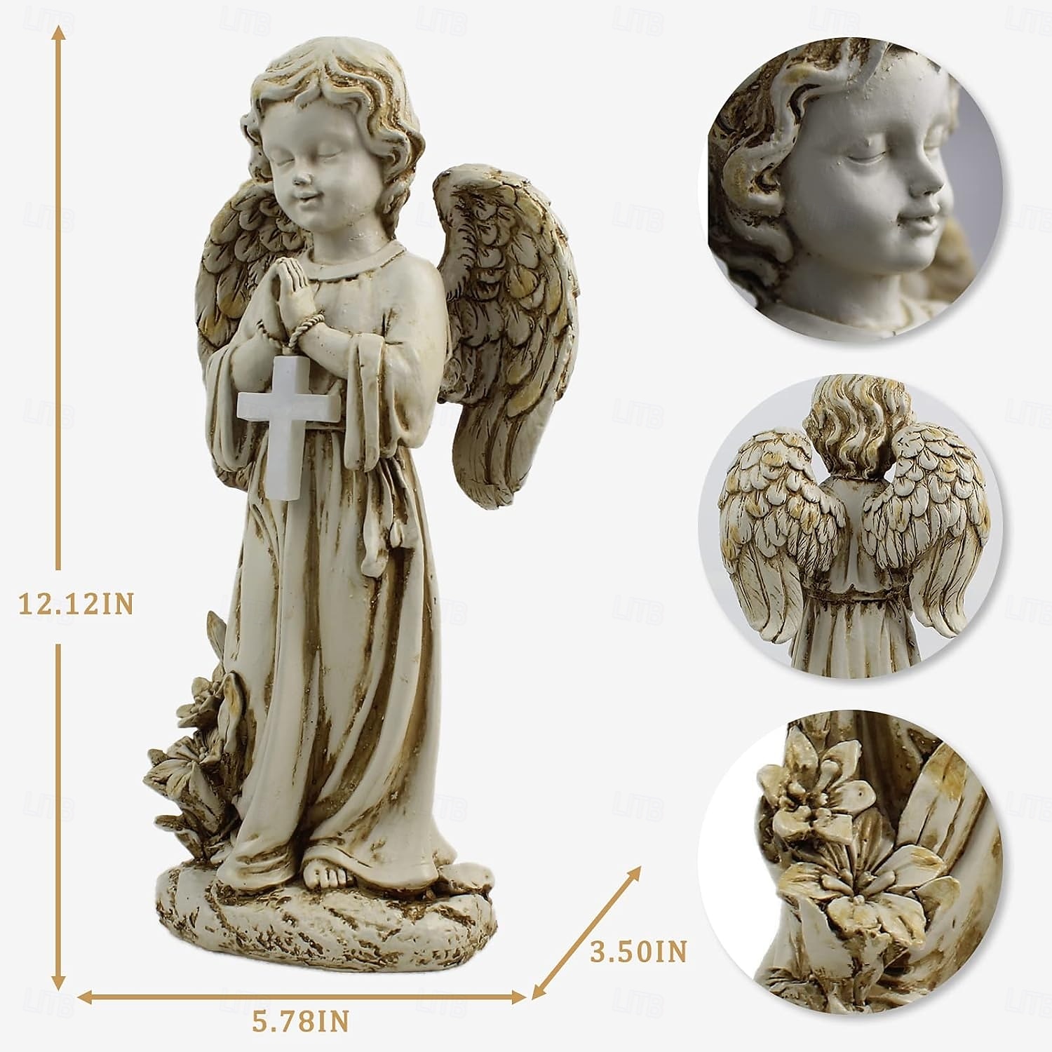 1 pièce extérieure solaire étanche croix prière ange cimetière lumière cour pelouse monument résine lumière décorative lumière paysage lumière de 2025 ? $24.99 –P1