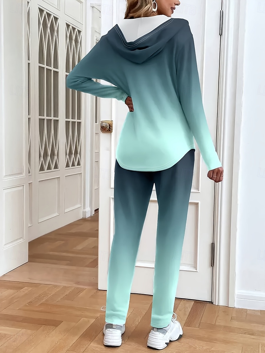 Femmes Quotidien Sweat à capuche manche longue À capuche Graphique Dégradé Fermeture éclair Cordon de serrage Imprimé Occasionnel Vert Automne Coupe régulière de 2025 ? $49.99 –P2