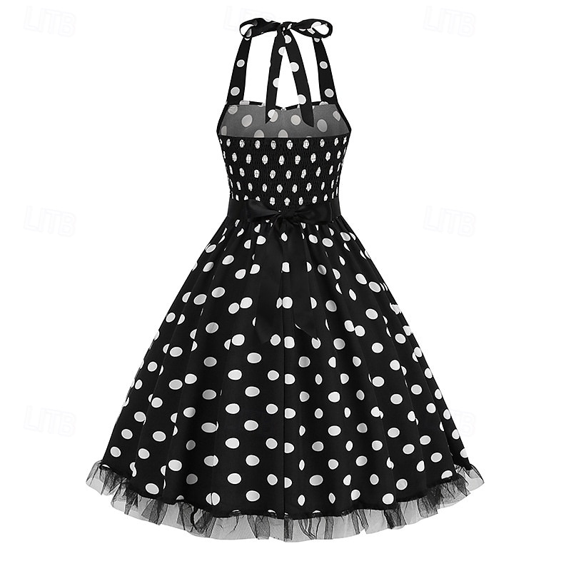 Epocă 1950 rockabilly Lungime Genunchi Rochie Flapper Rochii O rochie de linie Buline Mulată Gâtul halter Pentru femei Halloween Carnaval ziua îndragostiților Petrecere Casual Petrecere ceai Adulți 2025 - $25.99 –P7