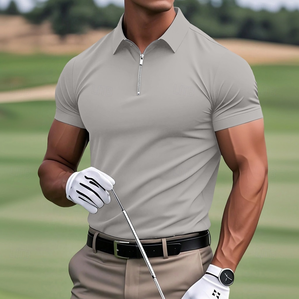 Homme Polo Polo quart de zip Occasionnel Sports Revers Zip quart Manche Courte Mode Basique Uni Quart de zip Été Printemps Coupe Standard Vert Armée Vin Noir Blanche bleu marine Bleu Roi Polo de 2025 ? $12.99 –P4