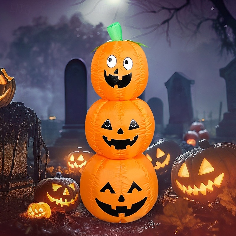 1 peça, abóboras infláveis de Halloween com 3 empilhadas e luzes embutidas, infláveis infláveis, decoração de cena, decoração de quarto, decoração de casa, decoração de festa de fim de ano, decoração de 2025 por $65.99 –P1