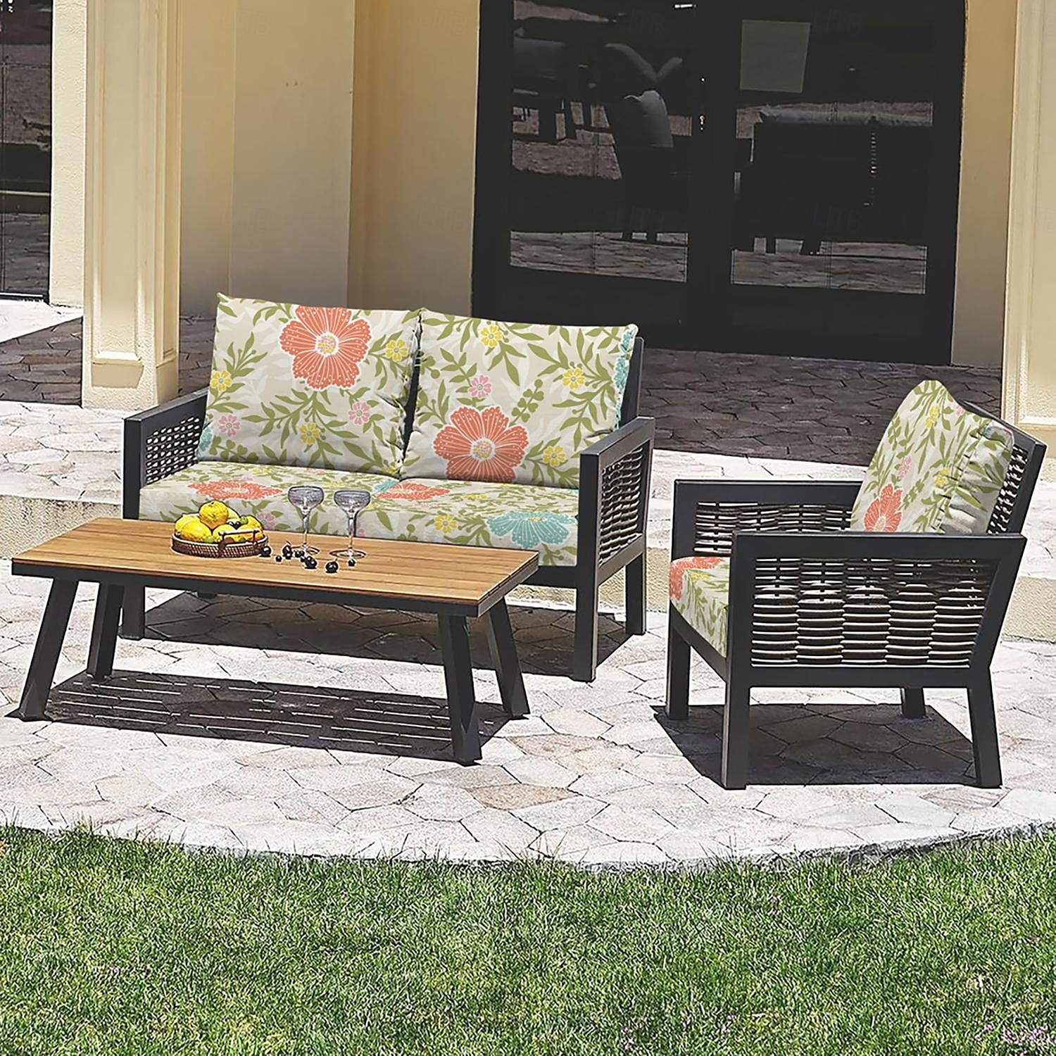 Housse de coussin de siège d'extérieur pour patio, housses en microfibre teintées en fil floral de 2025 ? $15.49 –P6