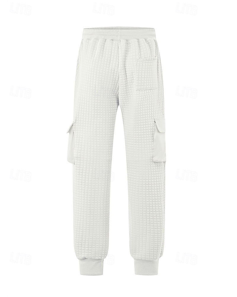 Men's Cargo Sweatpants Sweatpants Joggers Trousers Waffle Pants Drawstring Elastic Waist Multi Pocket Plain Comfort Daily Sports Outdoor Fashion Casual Wine Khaki Micro-elastic 2026 - $21.99 –P14
