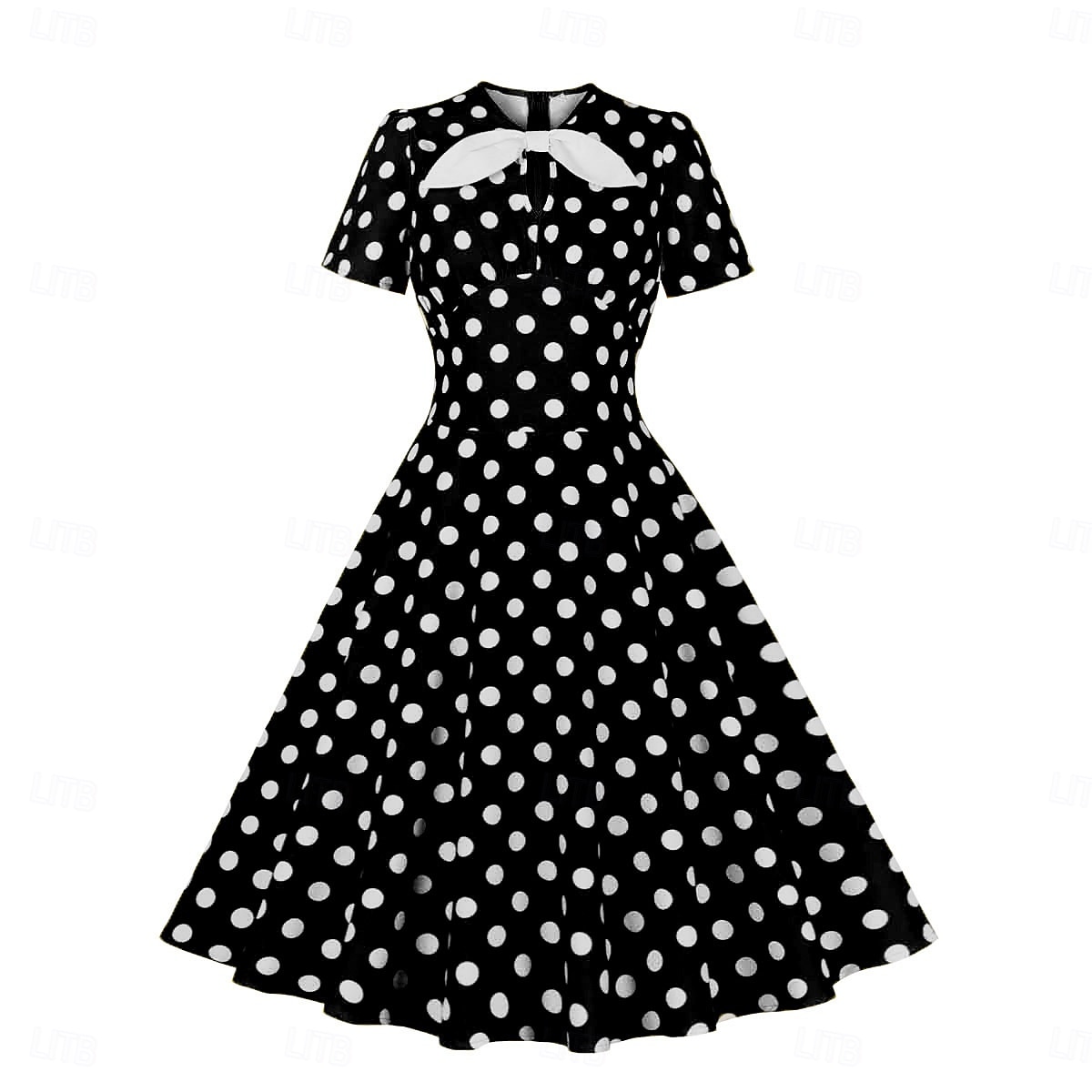 Rétro Vintage Années 1950 Rockabilly Midi Robe trapèze Robe Évasée À pois Col rond Femmes Vacances Occasionnel Soirée à thème rétro Adultes Robe Printemps & Été de 2025 ? $32.99 –P3