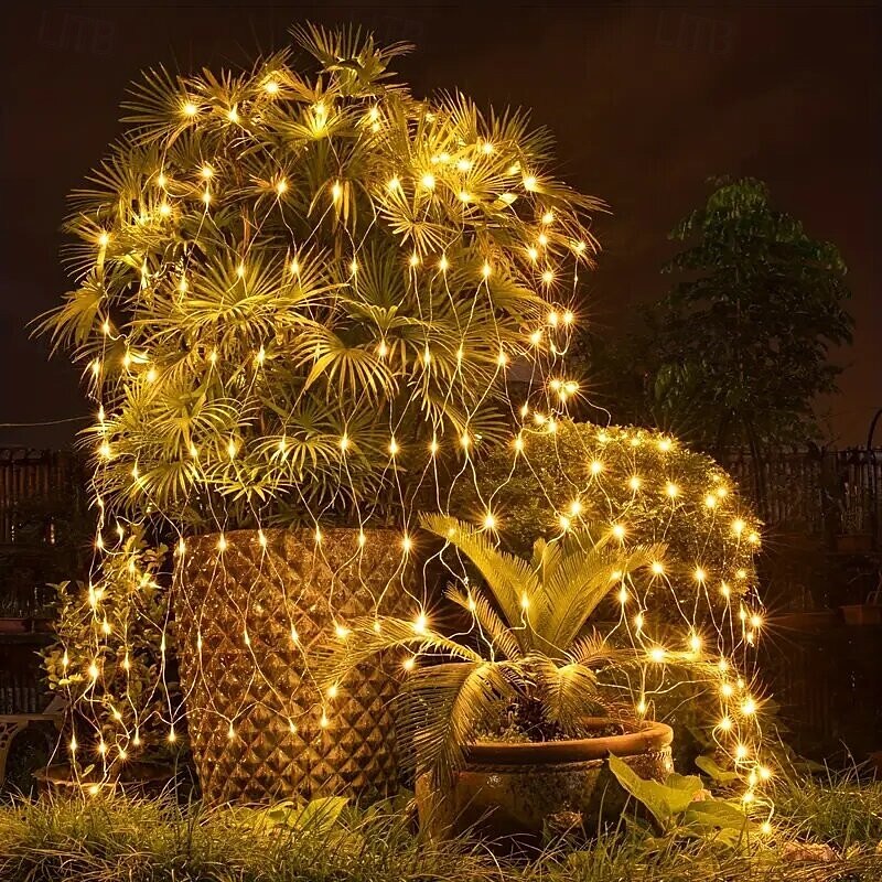 Catena luminosa a LED con rete fatata da 1,5 m*1,5 m / 1,5 m*4,5 m / 3 m*3 m / 6 m*4 m / 8 m*10 m, scelta di luci flessibili per le vacanze, illuminazione colorata per Natale, luci decorative per del 2025 a $12.99 –P10