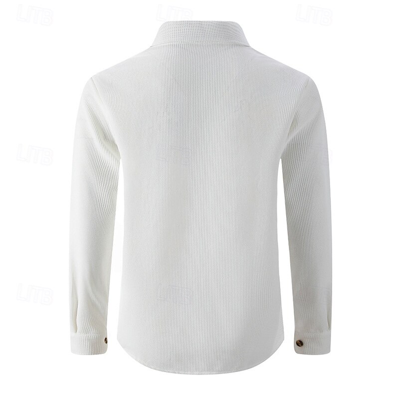 Homme Veste Légère Veste gaufrée Veste Décontractée Vacances Quotidien Respirant Avec Poches Printemps Automne Uni Mode Classique Revers Régulier Noir Blanche Vin Vert foncé Kaki Veste de 2025 ? $26.99 –P4
