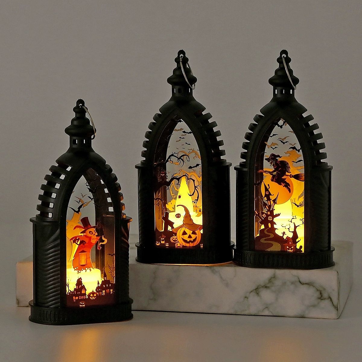 Vela electrónica LED de Halloween, linterna retro, decoración de ambiente, suministros para fiestas navideñas, diseño de escena, accesorios 2025 - $9.99 –P4