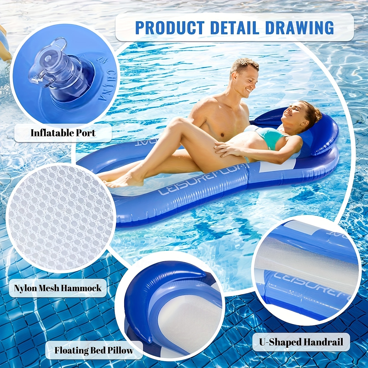 1pc Large PVC Inflatable Pool Float with Sun Hat Design - Durable Foldable and Portable for Beach and Pool Parties Pool Relaxation EssentialsPlayful Pool AccessoryDurable Pool Float 2025 - $36.99 –P9