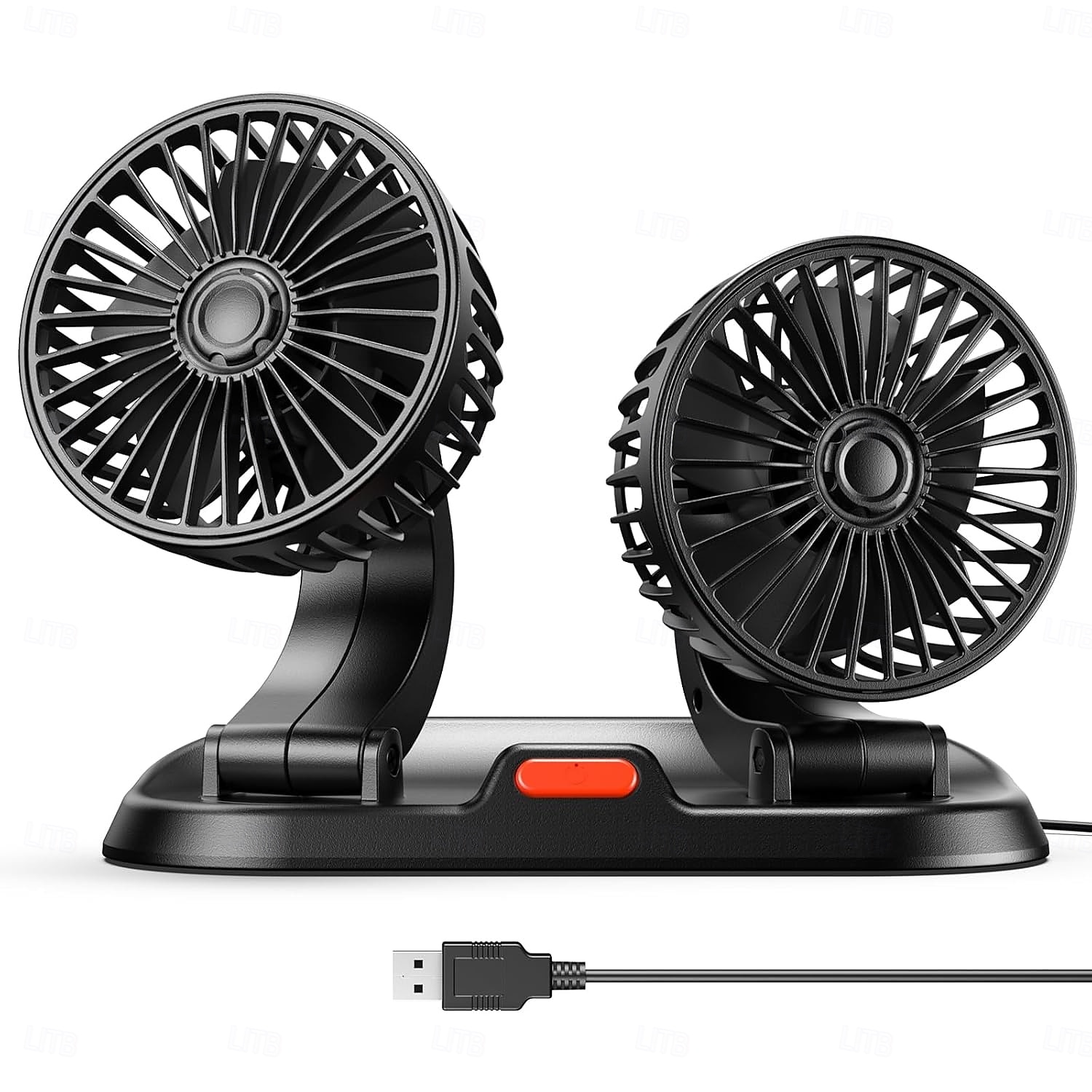 Ventilátor do auta s dvojitou hlavicí, USB ventilátor do auta - bezkartáčový motor (modernizovaný z roku 2025), ventilátory do auta, které foukají studený vzduch - 3 rychlosti, 360° rotace, pro 2025 - $15.99 –P1