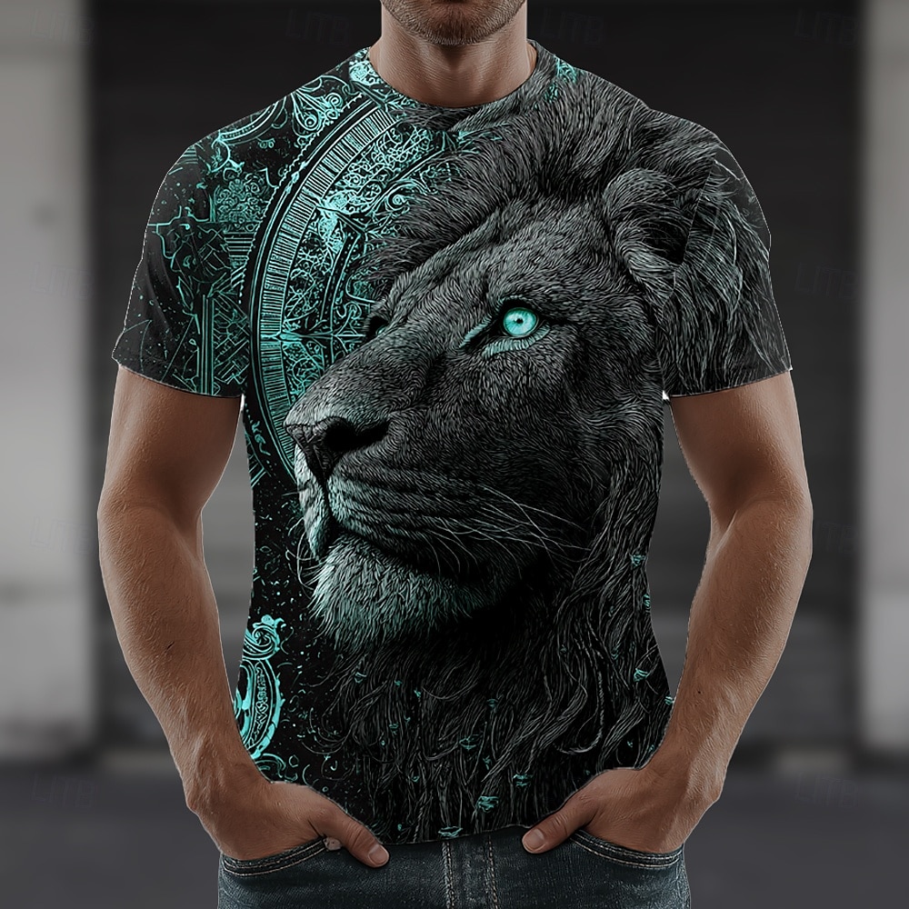 Herren Löwe 3D T Shirt Kurzarm T-Shirt 3D-Druck Rundhalsausschnitt Hemd Übertrieben Designer Party Straße Lässig Gelb Rote Purpur Sommer Frühling Ganzjahres Bekleidung S M L XL XXL XXXL 2025 - $17.99 –P5