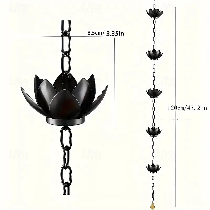 Corrente coletora de chuva de lótus dourada de 47 polegadas para calhas externas com adaptador para fluxo de água eficiente &Protetor de calha anti-respingos para decoração de jardim, drenagem de de 2025 por $46.99 –P15