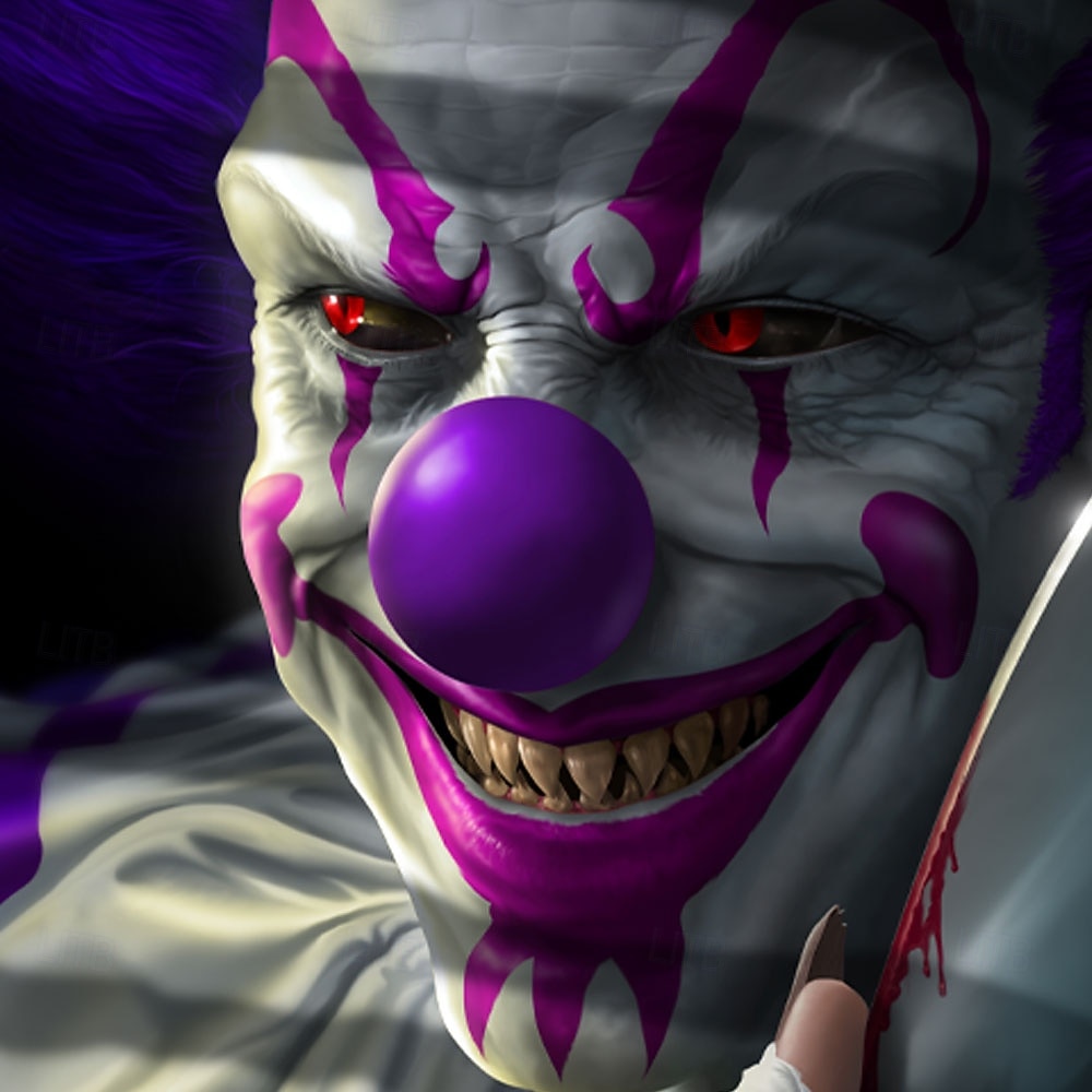 Voor heren Griezelige clown Clown Lach gezicht Overhemd Overhemd met knopen Lange mouw Donkere punkgotiek Feestdagen Streetwear Zomer Lente Strijkijzer 3D-afdrukken shirts met kraag Paars 2025 - $25.99 –P2