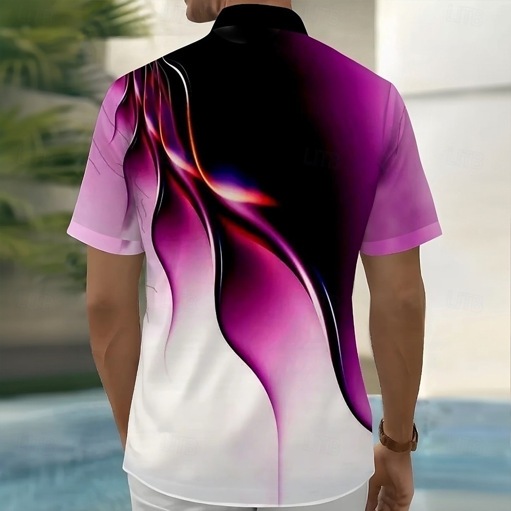 Voor heren Geometrisch Verloop Golven Overhemd Zomer overhemd Overhemd met knopen Korte mouw Mode-casual Buiten Vakantie Dagelijks gebruik Zomer Lente Strijkijzer 3D-afdrukken shirts met kraag Paars 2025 - $23.99 –P2