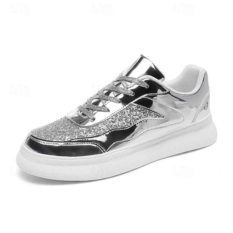Męskie Adidasy Spacery Codzienny Skóra PU Wygodny Niepoślizgowy / a Oddychający Sznurowane Srebrny Czarny Złoty Lato Wiosna 2025 - $42.99 –P2