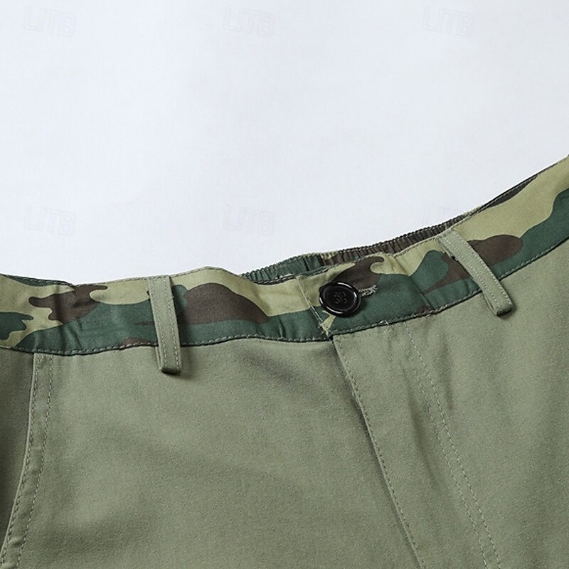 Herren Cargo-Shorts Shorts Sommershorts Patchwork Mehrere Taschen Tarnung Komfort tragbar Knielang Outdoor Sport Täglich Mode Lässig Schwarz Armeegrün 2025 - $25.99 –P4