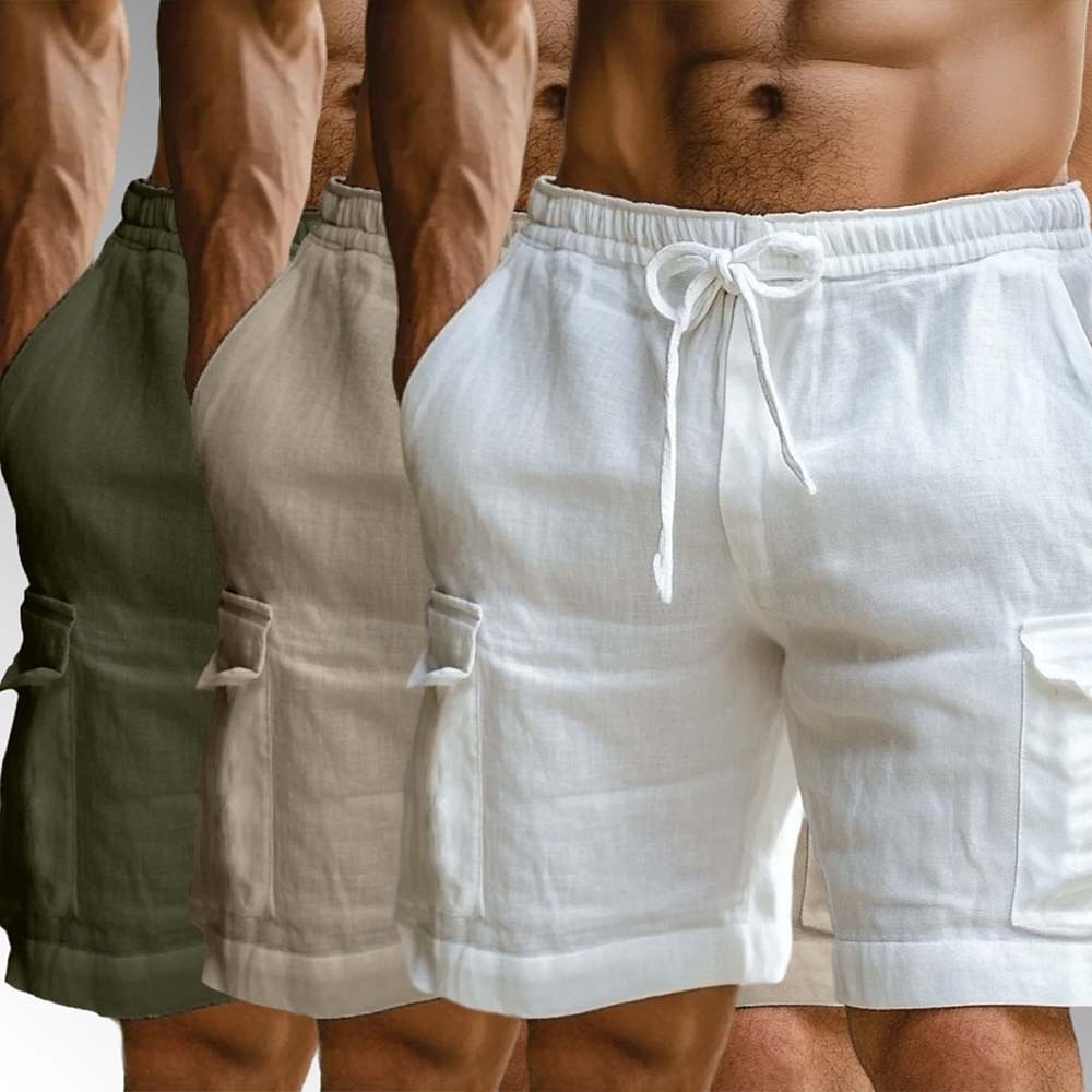 Per uomo Pantaloncini cargo Shorts di Lino Pantaloncini Estivi Shorts da Spiaggia Elastico in vita Coulisse Multi-tasche Semplice Comodità Traspirante Lunghezza al ginocchio All'aperto Quotidiano del 2025 a $33.99 –P7