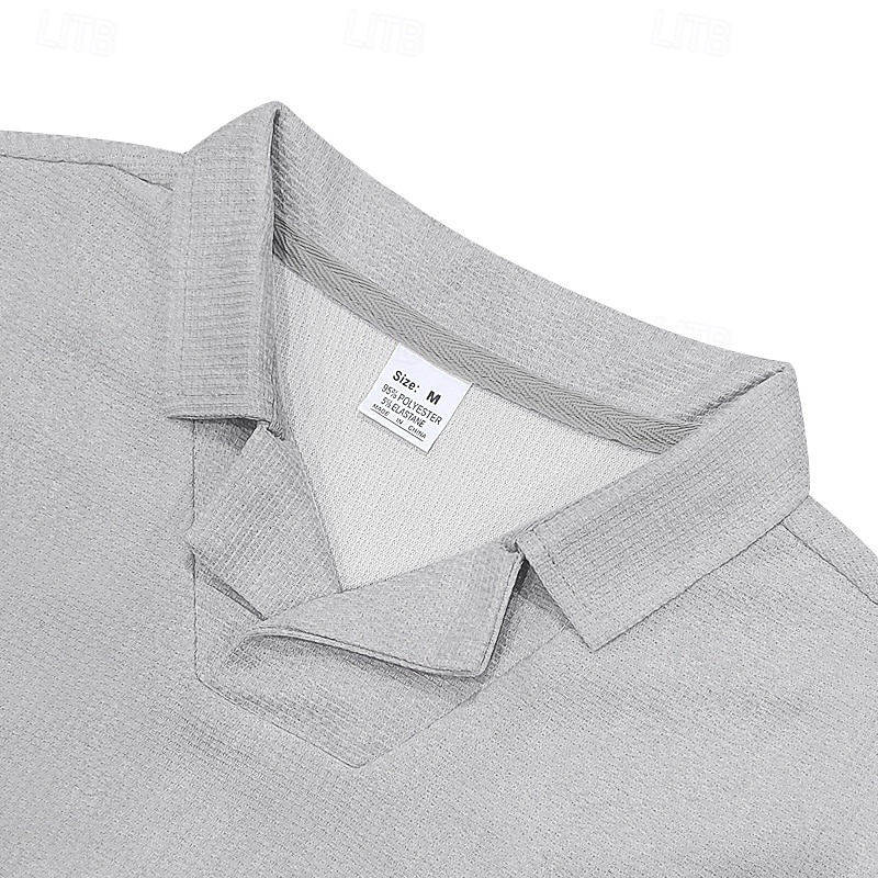 Men's Golf Shirt Golf Polos Shirts Work Casual Lapel Short Sleeve Basic Modern Plain Jacquard Summer Regular Fit Black White Red Royal Blue Khaki Light Grey Golf Shirt 2025 - $16.49 –P6
