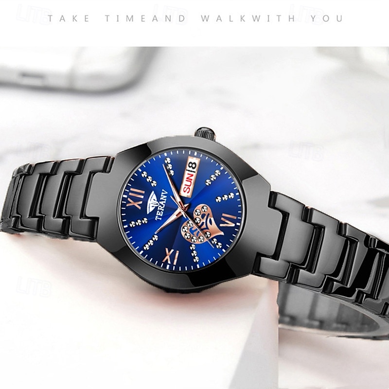 1 stuk nieuwe modieuze en trendy kalender datumweergave dames quartz horloge IPX7 waterbestendig lichtgevende legering band eenvoudig maar luxe casual leven reizen sport dames zakelijk polshorloge 2025 - $19.99 –P5