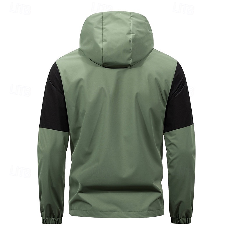 Herren Sport Jacke Regenmantel Wanderjacke Windjacke Outdoor Sport Wasserdicht Windjacke Reißverschluss Tasche Frühling Herbst Farbblock Mode Streetwear Mit Kapuze Regulär Hellgrün Dunkelgrün Khaki 2025 - $52.99 –P3