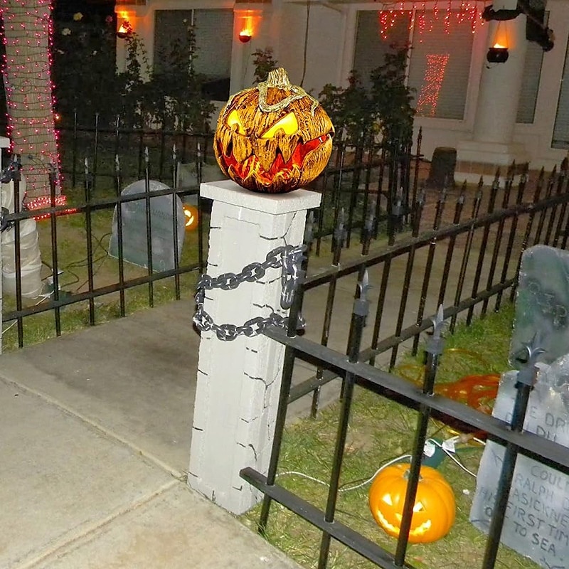 Halloween gresskarlykt sammenleggbar, skummel, strekkbar med lyd, festdekorasjon for innendørs/utendørs bruk, 20 cm 2025 - $92.99 –P2