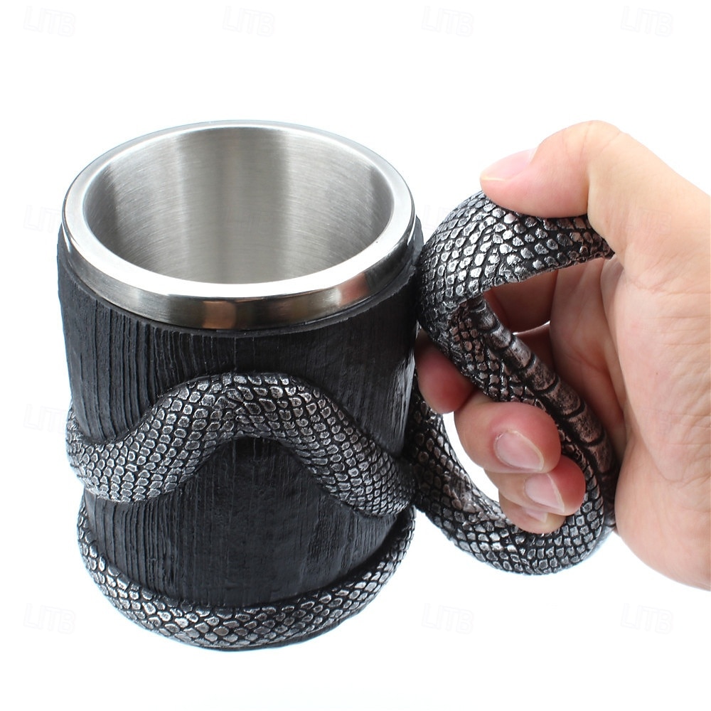 Tasse d'Halloween en acier inoxydable 304 avec revêtement en résine et cobra, design unique, tasse de voyage personnalisée et audacieuse pour un usage domestique, accessoire de boisson cool et créatif de 2025 ? $26.99 –P4