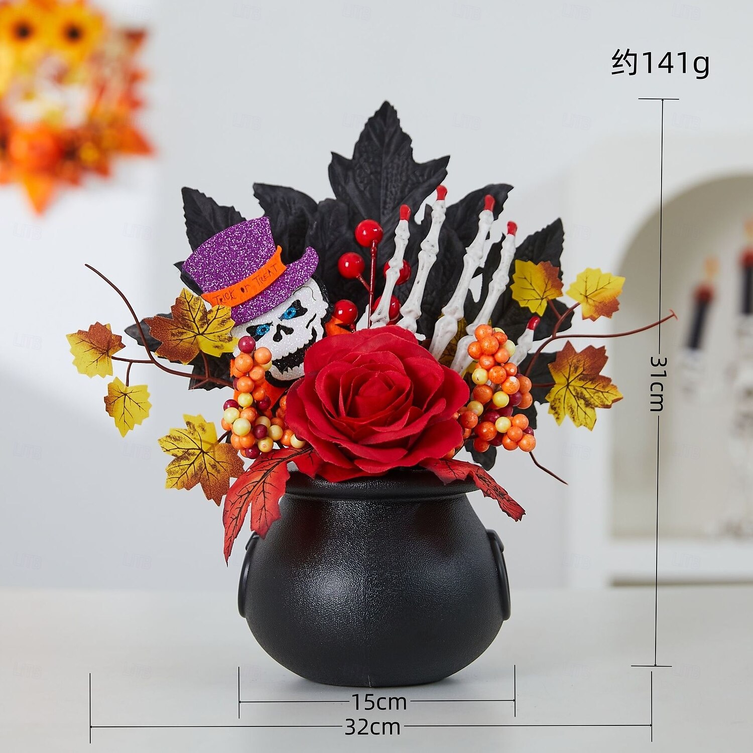 2025年 ハロウィンの秋のデスクトップ飾り。フェイクカボチャ、カエデの葉、松ぼっくり、LEDライトの収穫祭の装飾。ハロウィン、不気味な秋のディスプレイ、秋の家の装飾。  コレクション – $14.99 –P12