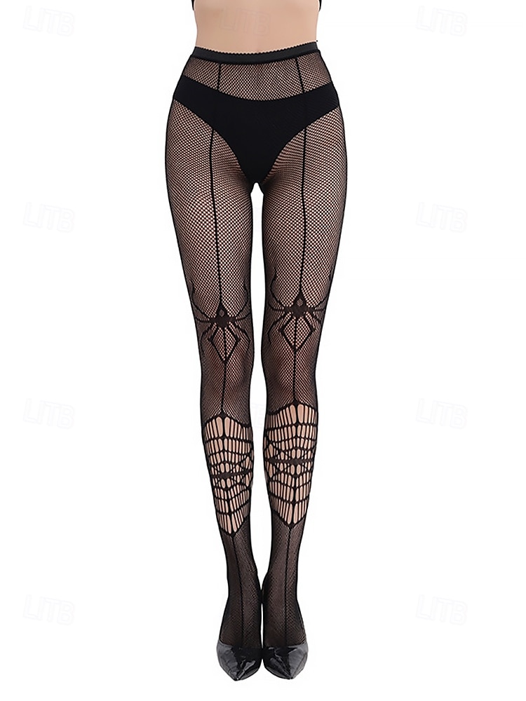 Transparente Strumpfhose mit Spinnennetzmuster für Halloween für Damen – dehnbare Netzstrumpfhose für Kostümpartys, Cosplay und Nachtclub-Outfits 2025 - $9.99 –P10