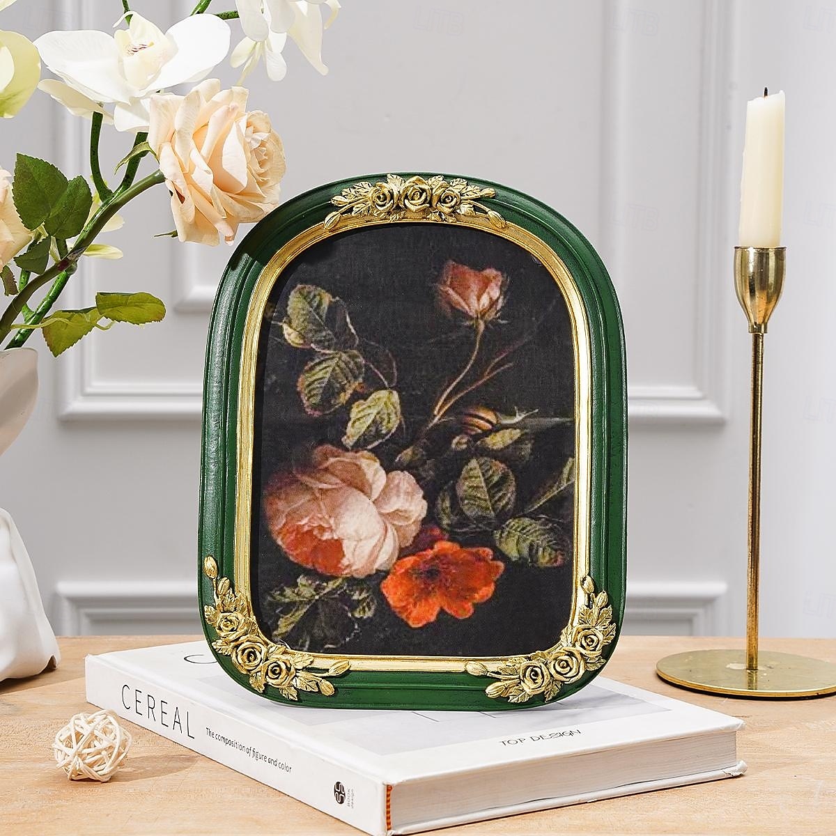 Resin Ghost Reading Rose Arched Desktop Decorative Photo Frame, Home Decor Figurine for Bedroom, Study, Office Desk, Photo Display, and Photography Props 2025 - $20.99 –P9