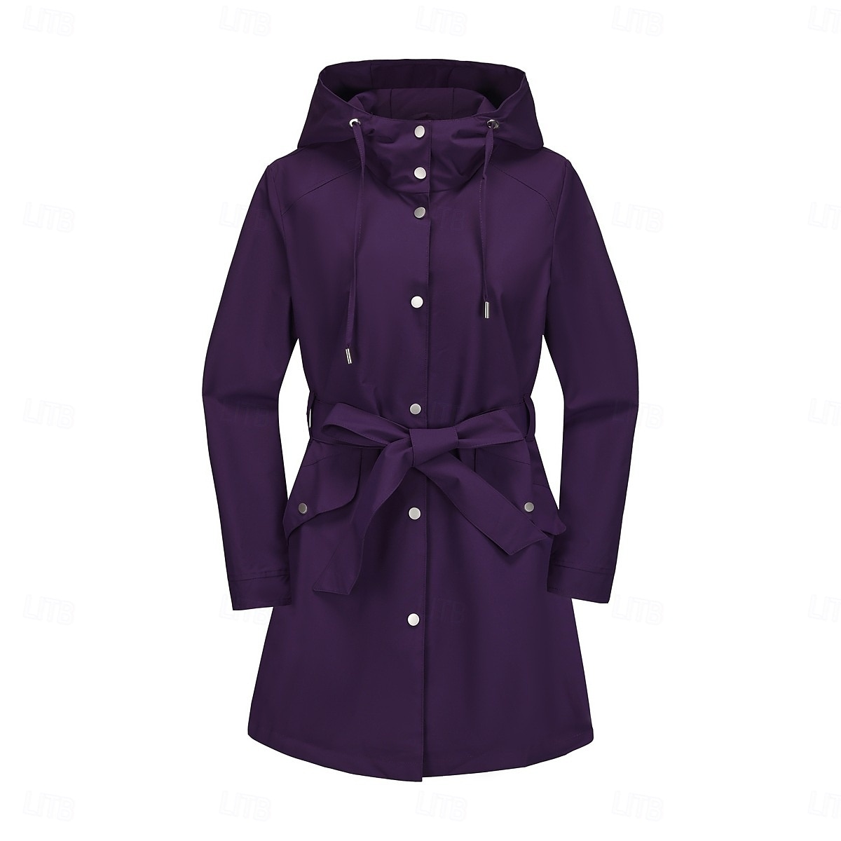 Women's Coat Waterproof Comfortable Pocket Buttons Fashion Street Style Plain Outdoor Casual Daily Long Hooded Regular Fit Long Sleeve Outerwear Black White Pink Spring Fall 2025 - $43.99 –P17