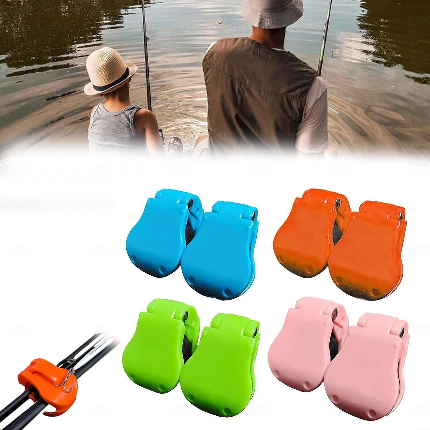 Lot de 2 supports de canne à pêche multifonctions, portables, pour la plage, avec sangle élastique pour un transport sécurisé et sans enchevêtrement de 2025 ? $9.49 –P3