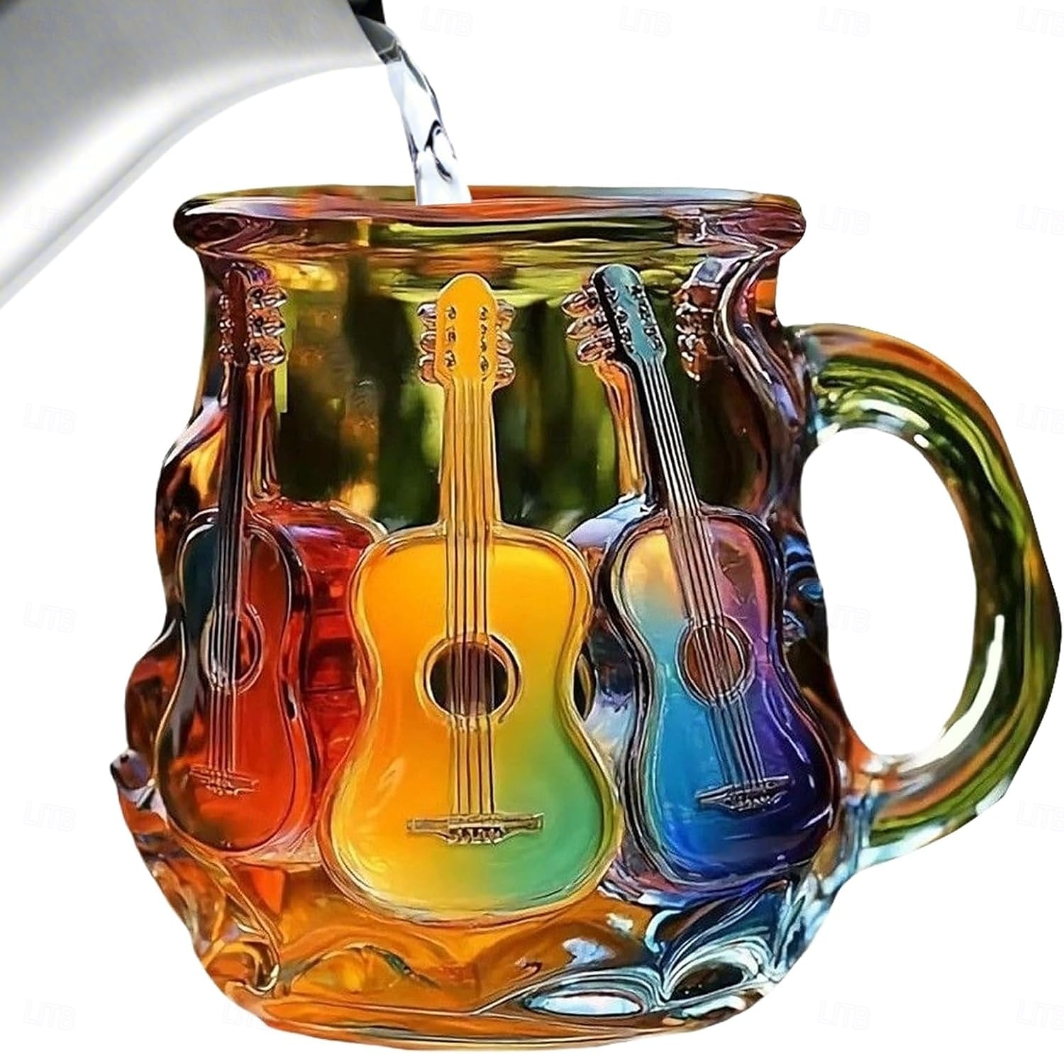 bemalte Buchtasse 300ml/10oz Gitarren-Kaffeetasse Buch-Kaffeetasse einzigartige bunte Glasbücher Stapel-Kaffeetasse Sammlung Geschenk 2025 - $23.99 –P14