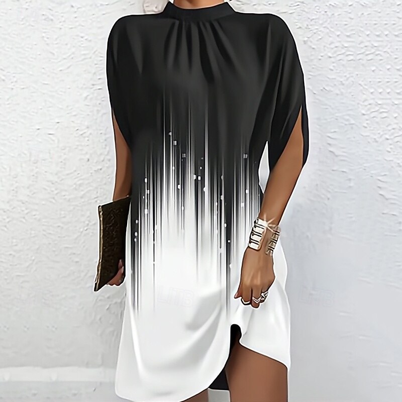 Femmes Mini Robe Robe Décontractée Robe d'été Mode Moderne Quotidien Plage Week-end Coupe régulière Graphique Fleur Manche Courte Col montant Noir Blanche Orange Printemps Automne de 2025 ? $21.99 –P1