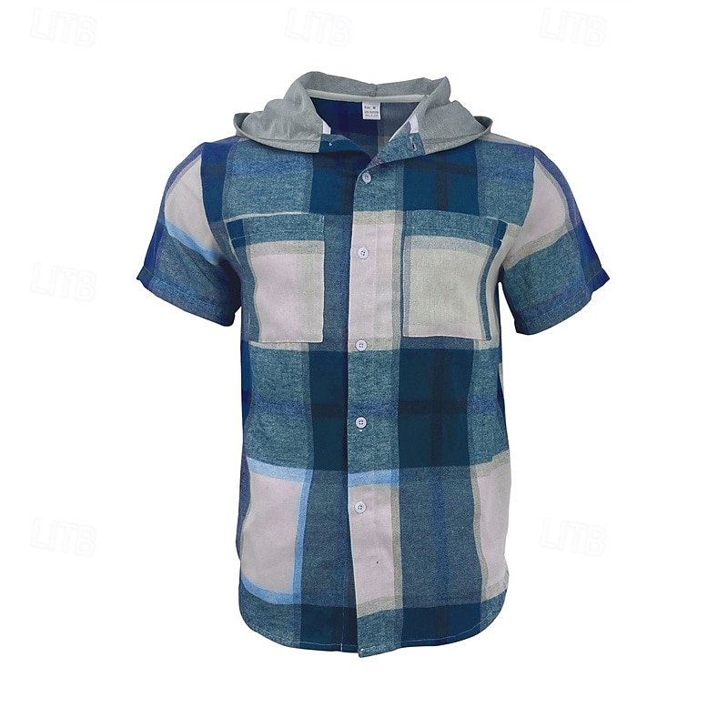Per uomo Camicia Camicia Estiva Camicia casual Camicia da Spiaggia Camicia con Bottoni Rosso Blu Marrone Verde Manica Corta Plaid Con Cappuccio Vacanza Camicia hawaiana Tasca Abbigliamento Poliestere del 2025 a $20.99 –P11