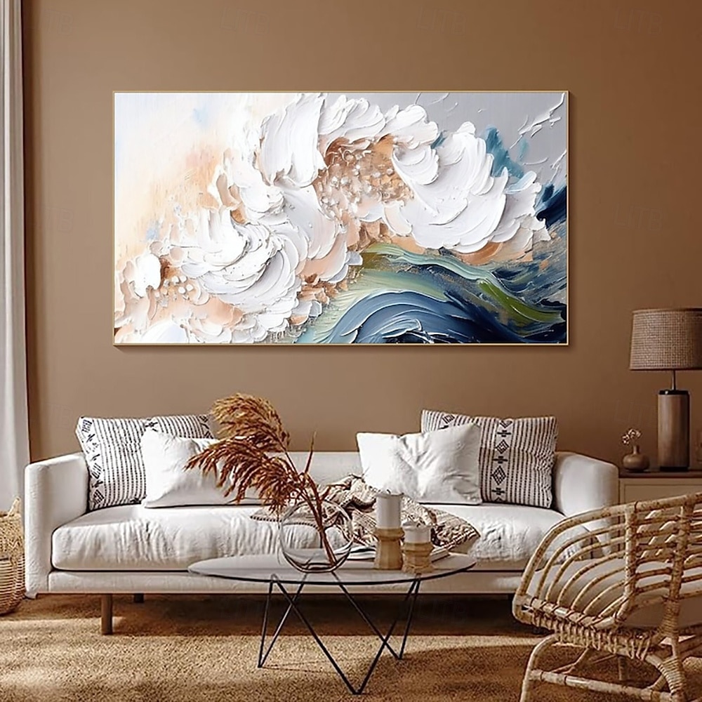 Pintura al óleo hecha a mano, lienzo, arte de pared, decoración moderna abstracta, textura de ondas de aceite gruesas para sala de estar, decoración del hogar, marco estirado, pintura colgante/lienzo 2026 - $82.99 –P4