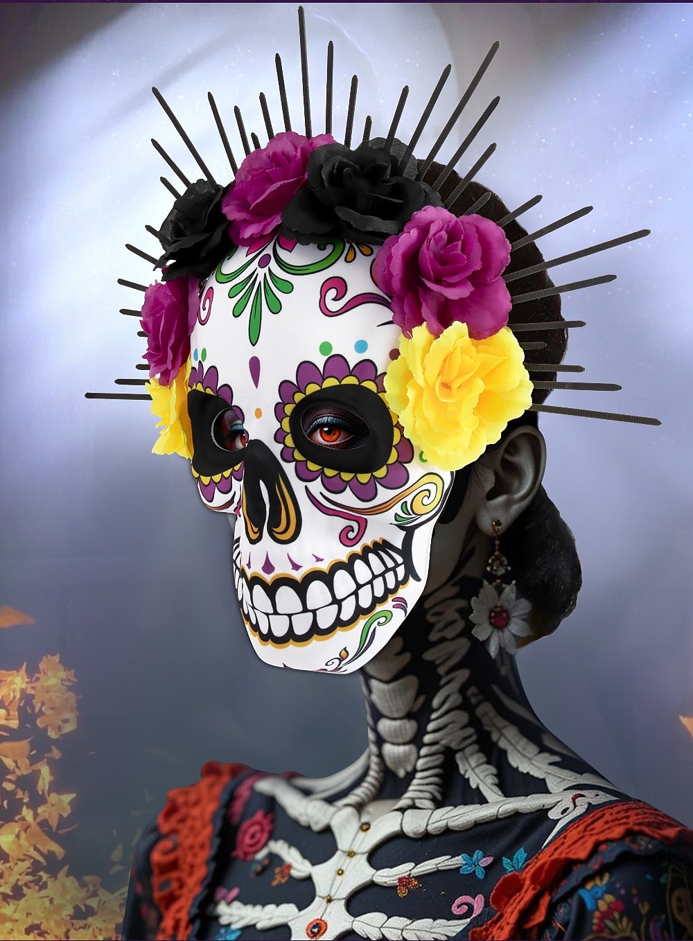 Crânio de açúcar Dia das Bruxas Máscara Assustador Cara Completa Adulto Mulheres Dia Das Bruxas Carnaval Dia dos Mortos Espetáculo Festa Fantasias fáceis de Halloween Vestir-se de 2025 por €18.12 –P2