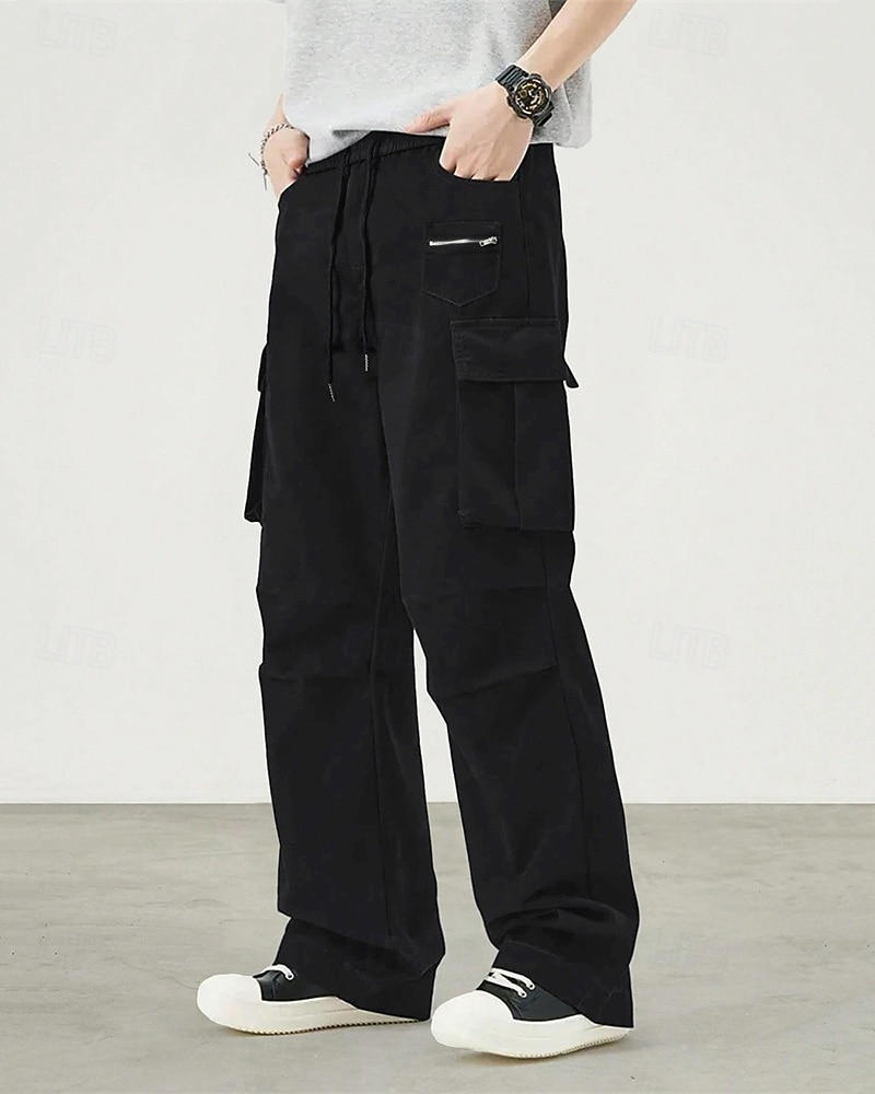 Męskie Spodnie cargo Spodnie Ściągana na sznurek Elastyczny pas Multi Pocket Równina Zdatny do noszenia Codzienny Na zewnątrz Kemping i wycieczki Moda Klasyczny Czarny Zieleń wojskowa 2026 - $24.99 –P11
