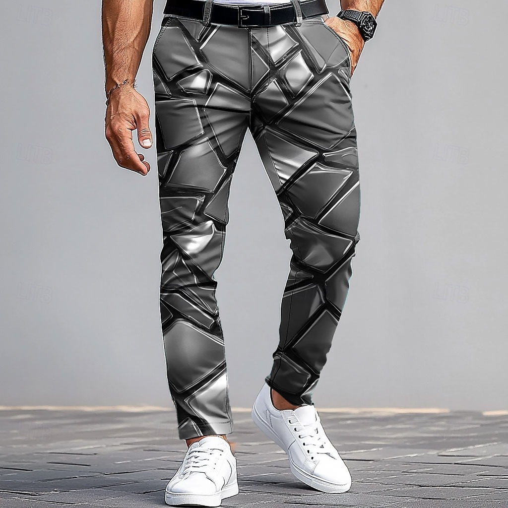 Herren Anzughose Hose Slim Fit Hose mit Taschen Geometrisch Farbblock Volle Länge Outdoor Lässig Rote Blau Mikroelastisch 2025 - $29.99 –P6