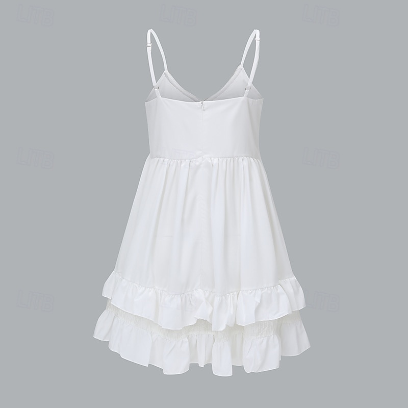 Dam Mini klänning Sommarklänning Slipklänning Boho-klänning Västerländsk klänning Mode Klassisk Modern Utomhus Semester Helgdag Normal Slät Ärmlös Smala axelband Beige Sommar 2025 - $28.99 –P5