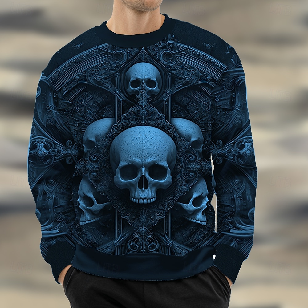 Halloween Pánské Lebky Mikina Mikina Mikina s kapucí Tričkový Na běžné nošení 3D tisk Černá Žlutá Výstřih ke krku 3D tisk 3D Celý rok Návrhář 2025 - $26.99 –P4