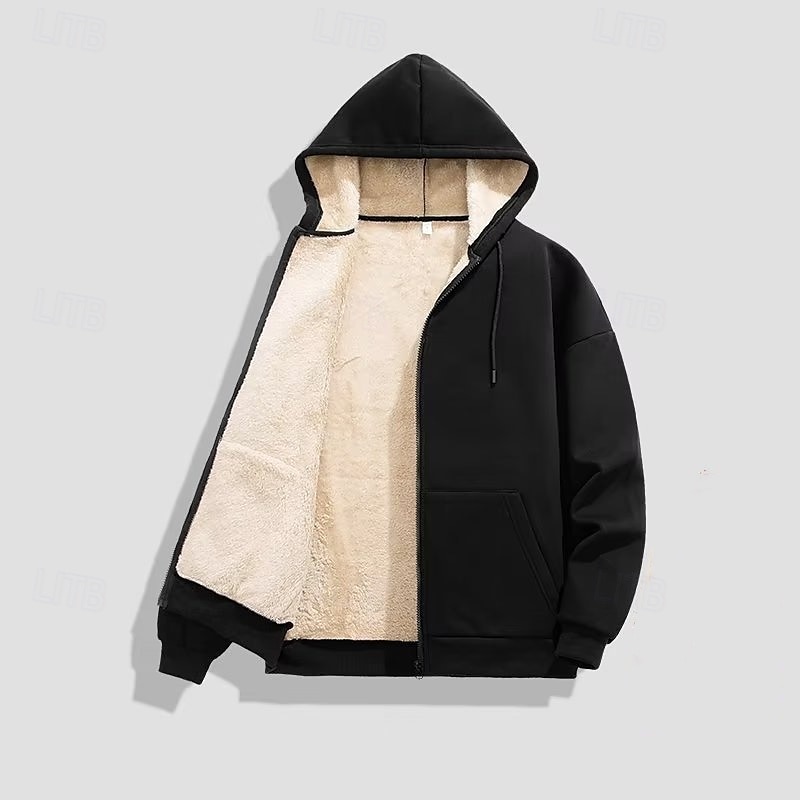 Per uomo Felpa con cappuccio Felpa con cappuccio a zip intera Giacca in Pile Nero Con Cappuccio Semplice Tasca Sport & Outdoor Quotidiano Ferie Poliestere Streetwear Essenziale Casual Autunno Inverno del 2025 a $17.49 –P3