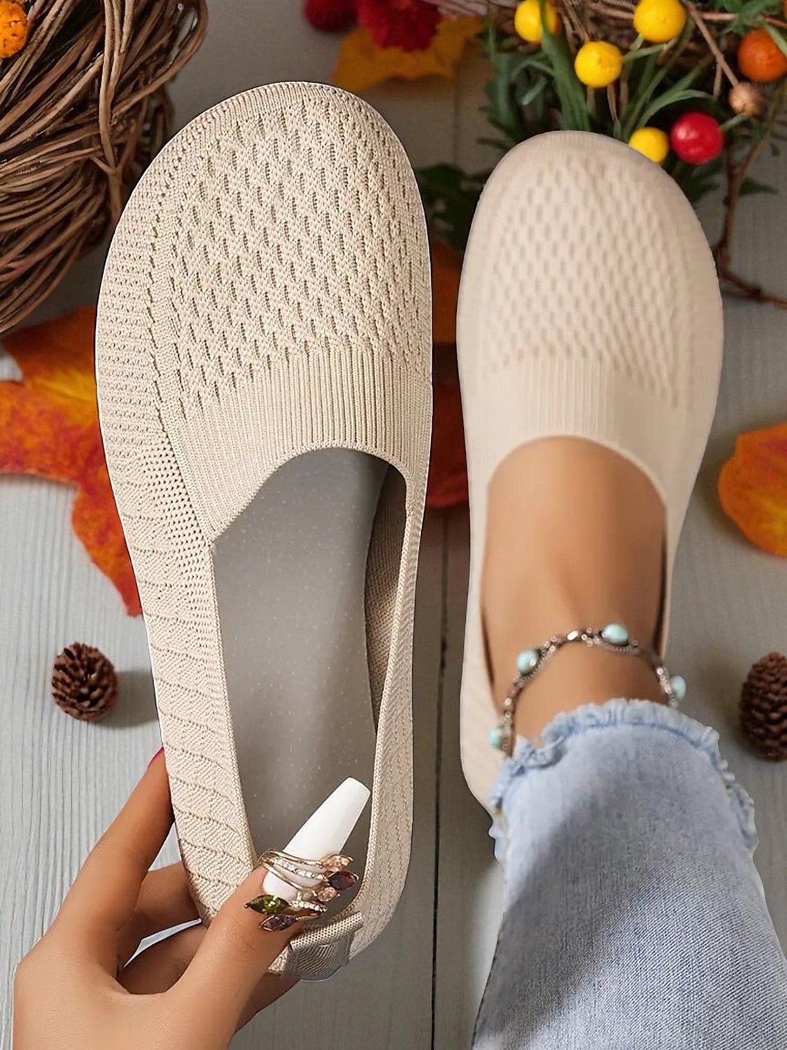 scarpe slip-on da donna a punta larga – comode ballerine in Flyknit traspirante, perfette per l'uso quotidiano, i viaggi, il giardino e le attività all'aperto del 2025 a $19.99 –P3