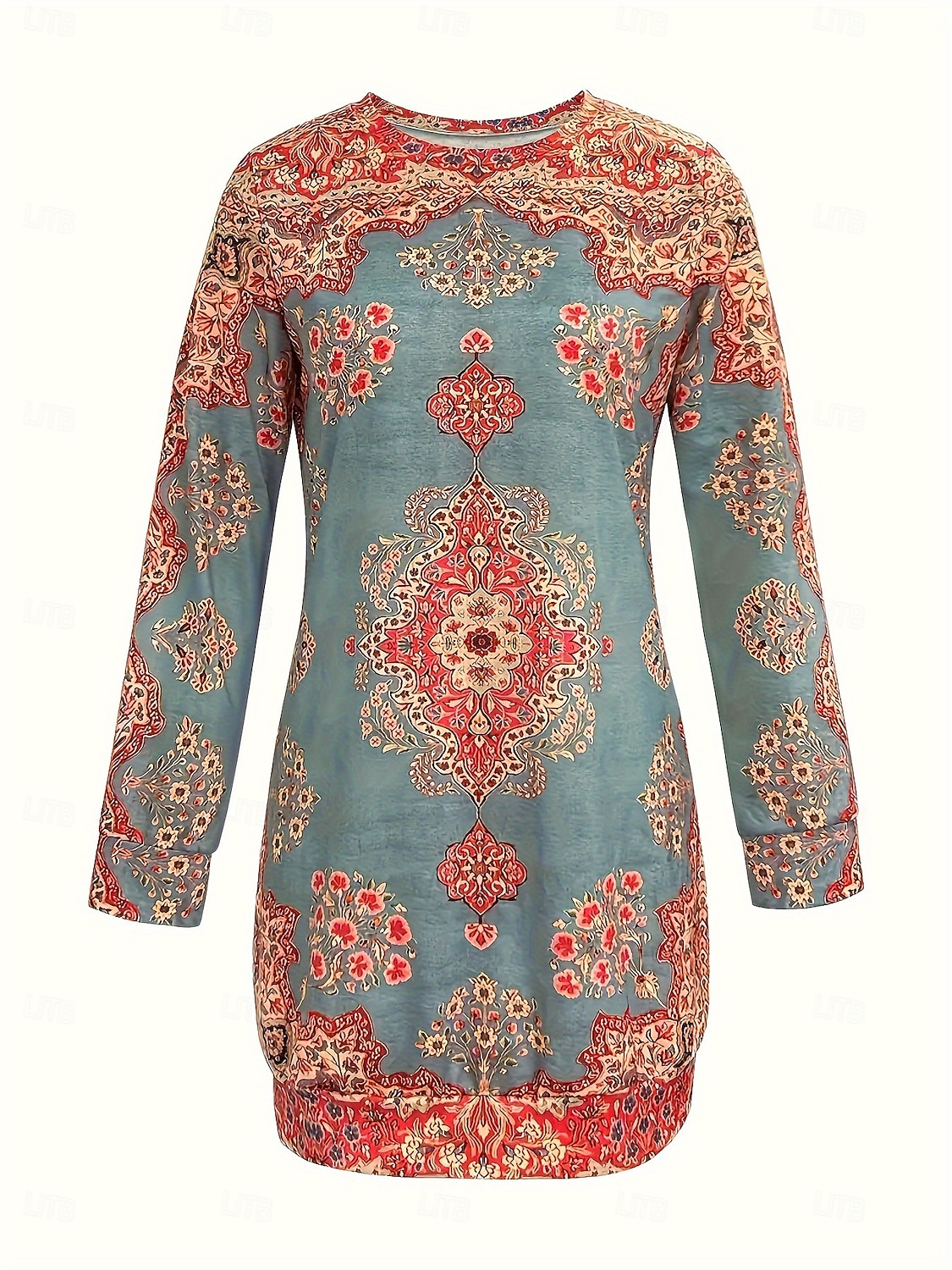 Femmes Mini Robe Robe bohème Robe Imprimée Mode Moderne Quotidien Fête Date Coupe régulière Fleuri manche longue Col ras du cou Rouge Printemps Automne de 2025 ? $22.99 –P2
