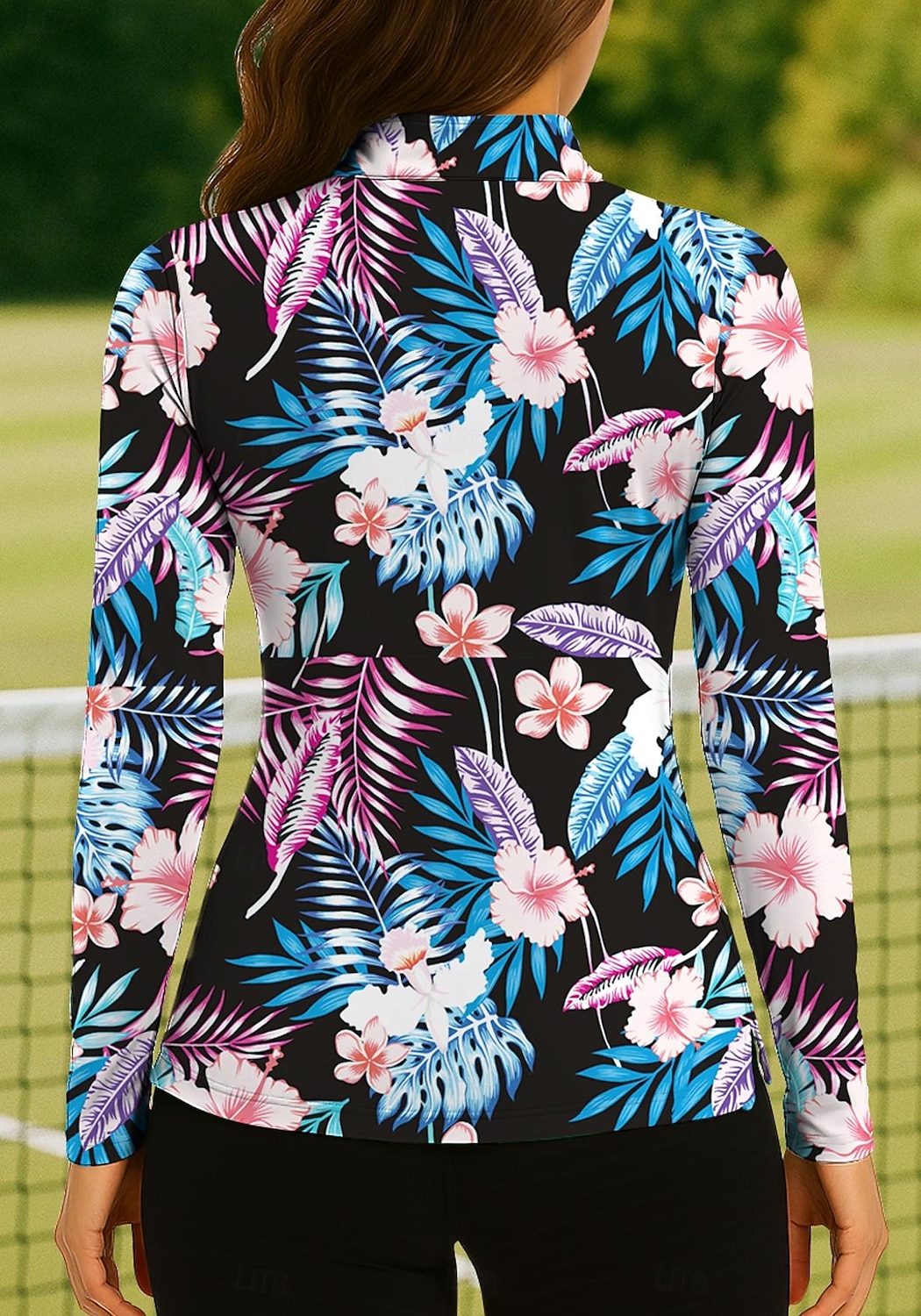 Women's Plants Floral Tropical Floral Botanical Tops Golf Polo Shirt Tennis Shirt Tennis Tee Long Sleeve Print Quarter Zip Pullover UPF50+ UV Protection Elastic Breathable Volleyball Tennis Golf 2026 - $25.99 –P2